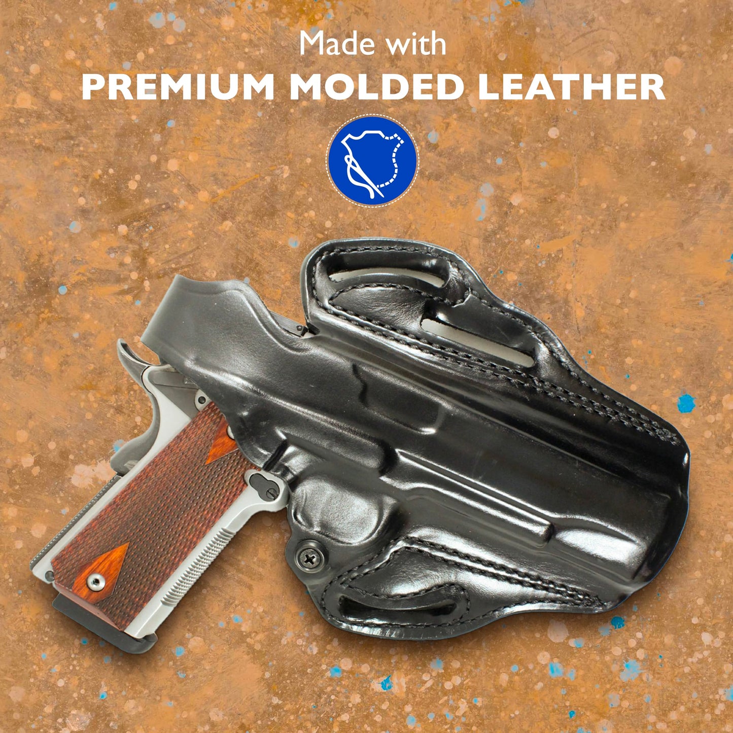 DeSantis Thumb Break Scabbard - OWB Gun Holster for Men and Women - Compatible with S&W M&P Shield 9/40, Shield M2.0 9/40, Shield Plus - Black, Leather, Right Hand Draw
