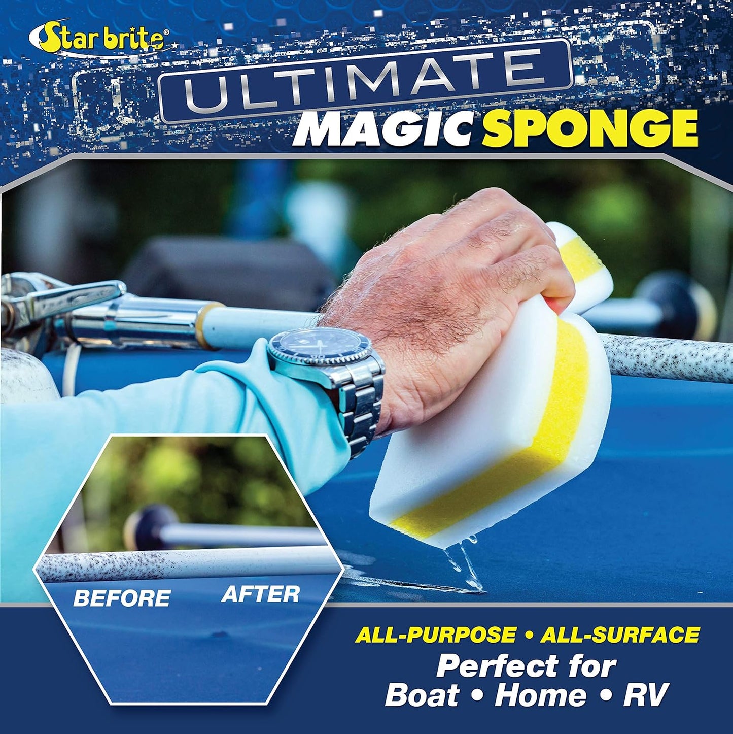 Star Brite XL Magic Sponge - Extra Large, Long Lasting Melamine Scuff Eraser - 8 Pack for Multi-Purpose Cleaning
