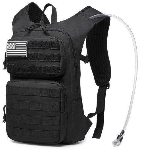 wotony Hydration Backpack with Water Bladder for Hiking Tactical Hydration Pack for Men Women Molle Water Backpack for Hiking (Black, 3L-Bladder)