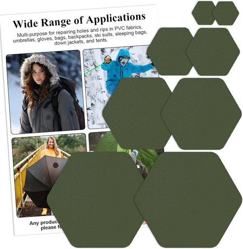 Harsgs Down Jacket Repair Patches - Self-Adhesive Waterproof Nylon Patches | 8 Pcs Green Set