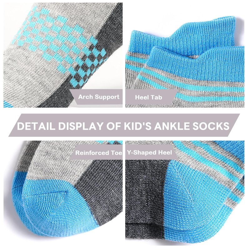 ZERULETS Kids Socks Boys Sock 12 Pairs Ankle Athletic Short Low Cut Socks for Boys Kids Girls 1-14 Years(Multicolor-A,5-7 Years)