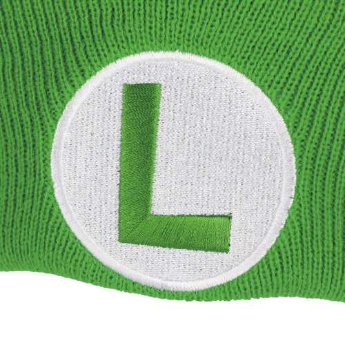 Bioworld Super Mario Luigi Logo Embroidery Standard Cuff Acrylic Knit Beanie Cuff Beanie