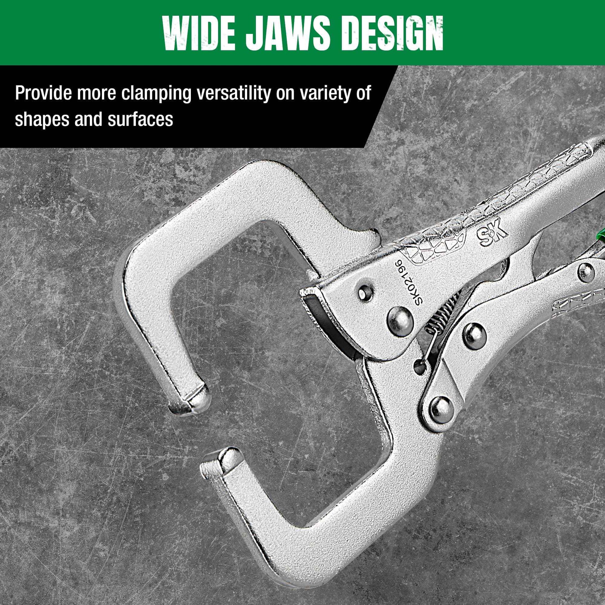 SK 6" C-Clamp Locking Pliers with Regular Jaws, Premium CR-V Construction, Ergonomic Anti-slip Handle