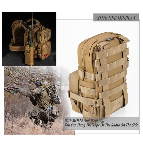 CLTAC Tactical Small MOLLE Hydration Pack Outdoor Water Bladder Carrier Pack for Vest Backpack (Coyote Brown)