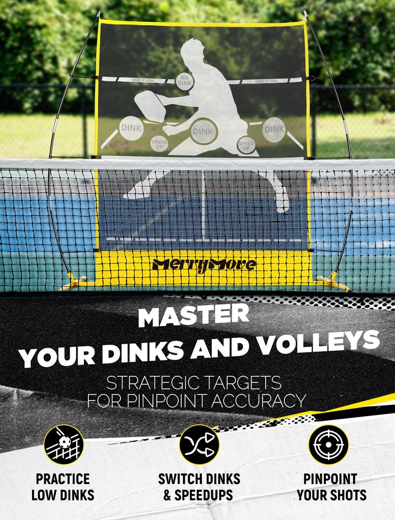 MerryMove Pickleball Practice Rebounder Net: Pickleball Rebounder or 6FT Mini Pickle Ball Net Portable for Outdoor Driveway Backyard and Indoor Garage - 2in1 Trainer for Dink Volley Training