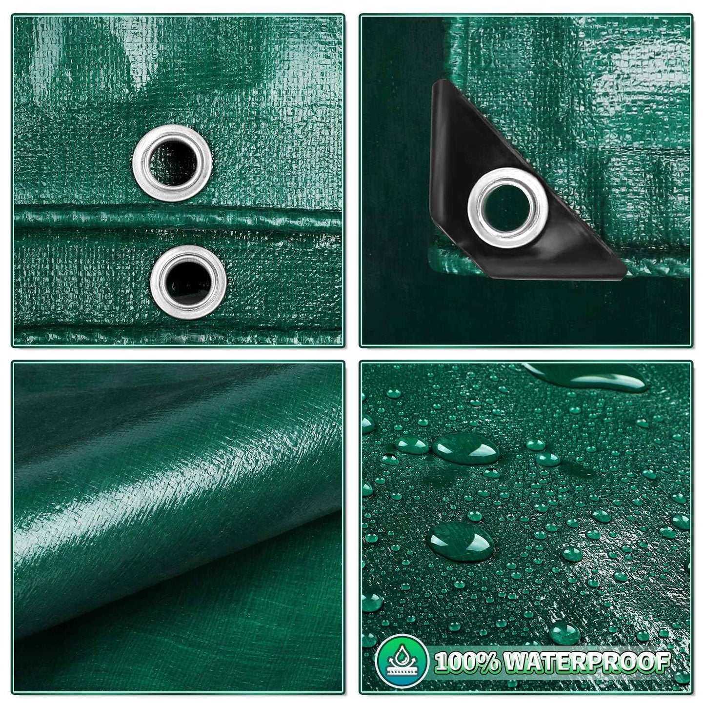 TA*RP YXCN Green Heavy Duty Tarp 20x30 Feet, 12 Mil Thick Waterproof Poly Tarps Cover UV Resistant, Rip & Tear Proof with Metal Grommets Every 20 Inche