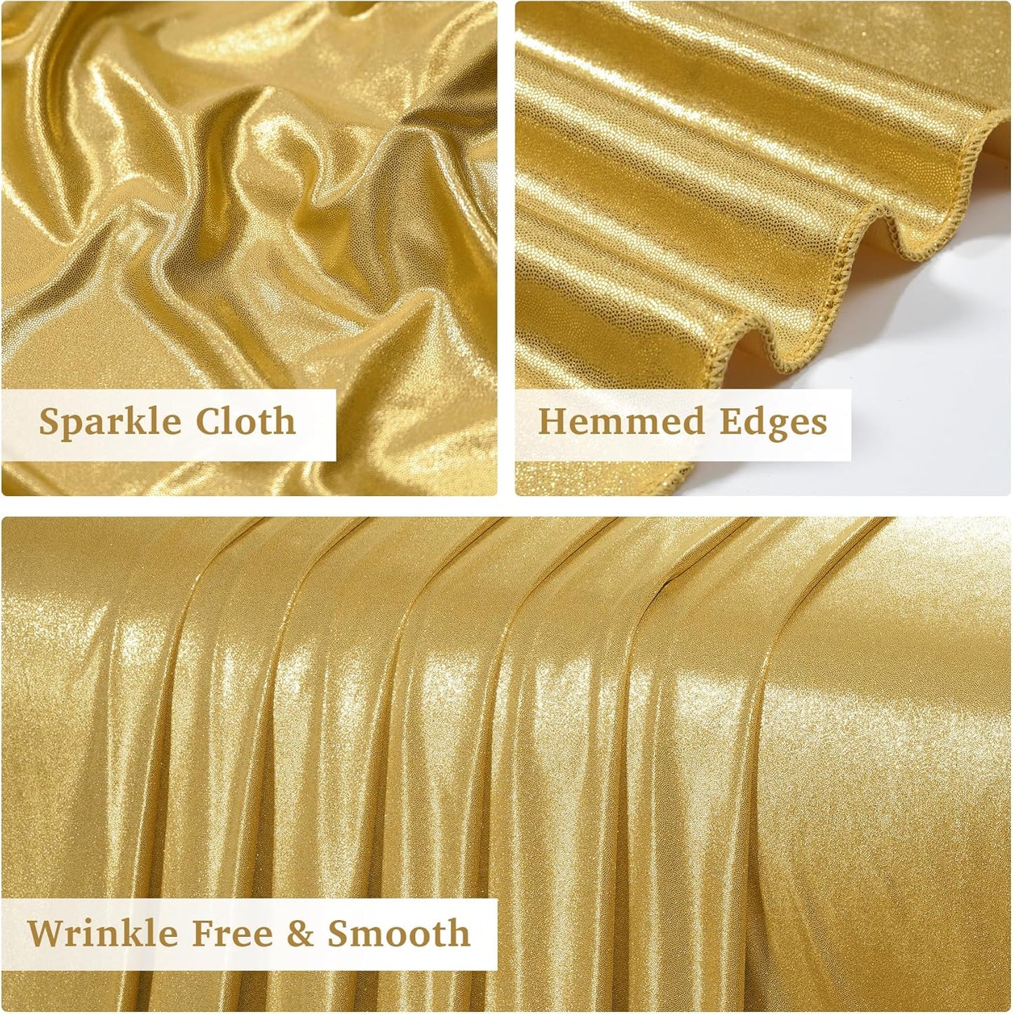 Skiennix Gold Sequin Backdrop Curtain Panels - Wrinkle-Free Glitter Drapes | 10x10 ft for Weddings & Parties