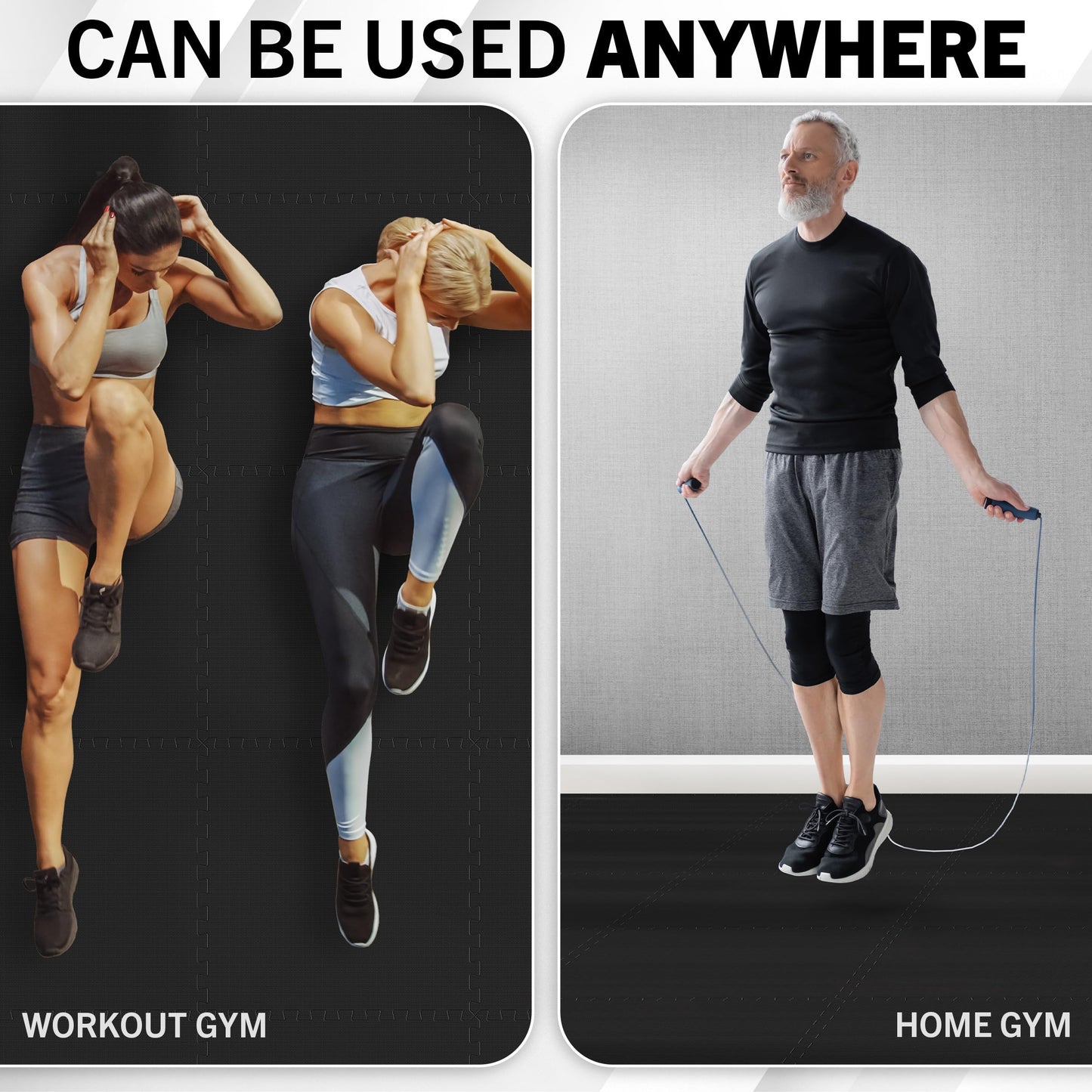 EVA Foam Mat Tiles 18-Pack - 72 SQ FT of Interlocking Padding for Garage, Playroom, or Gym Flooring - Exercise Mat or Baby Playmat by Stalwart (Black)