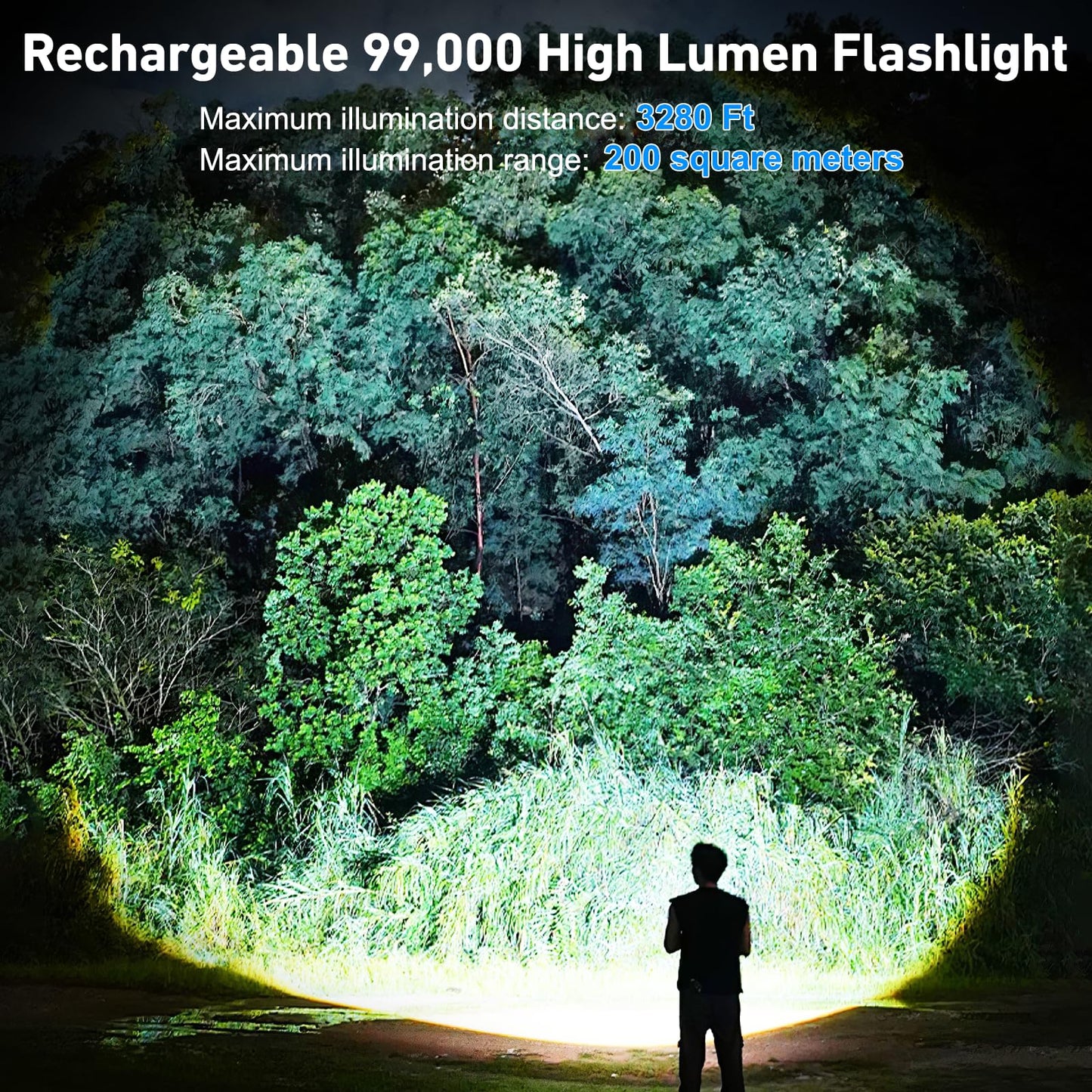 Flashlight Rechargeable 99,000 High Lumen, 2 Pack Super Bright Rechargeable Flashlights for Home, 15H Long Life LED Flash Light with 5 Light Modes, IPX7 Waterproof for Outdoor, Camping, Hiking