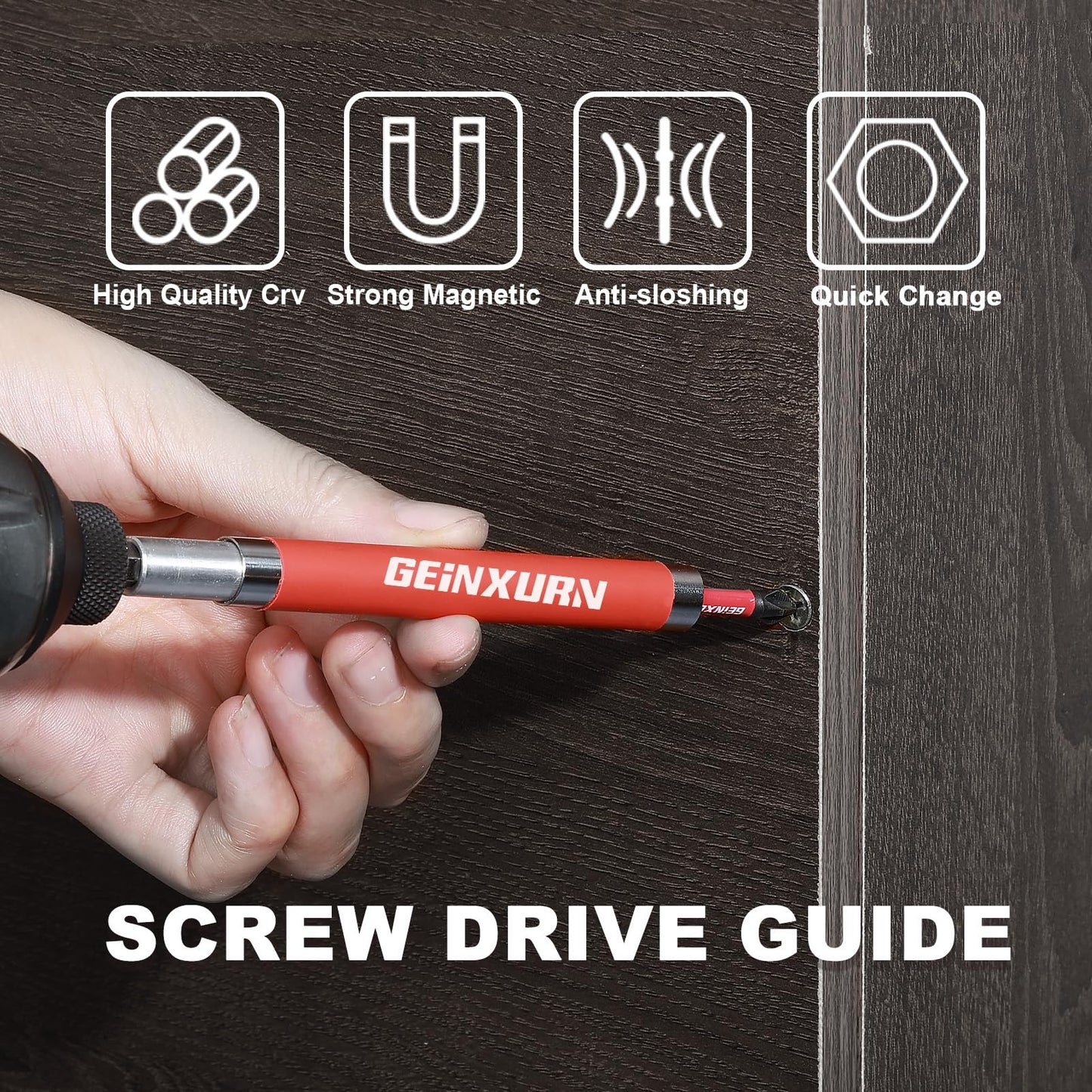 Geinxurn 3 PCS Drive Guide with Self Retracting Sleeve(3.5”) and 10 Pcs Screwdriver Bit, Magnetic Drill Bit Tip Holder for Prevent Screws Shaking When Driving