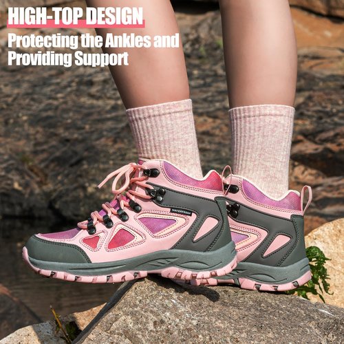 R CORD Kids Water Resistant Hiking Boots, Girls Anti Collision Anti-Skid Athletic Outdoor Ankle Adventure Trekking Boots Pink 1 Little kid