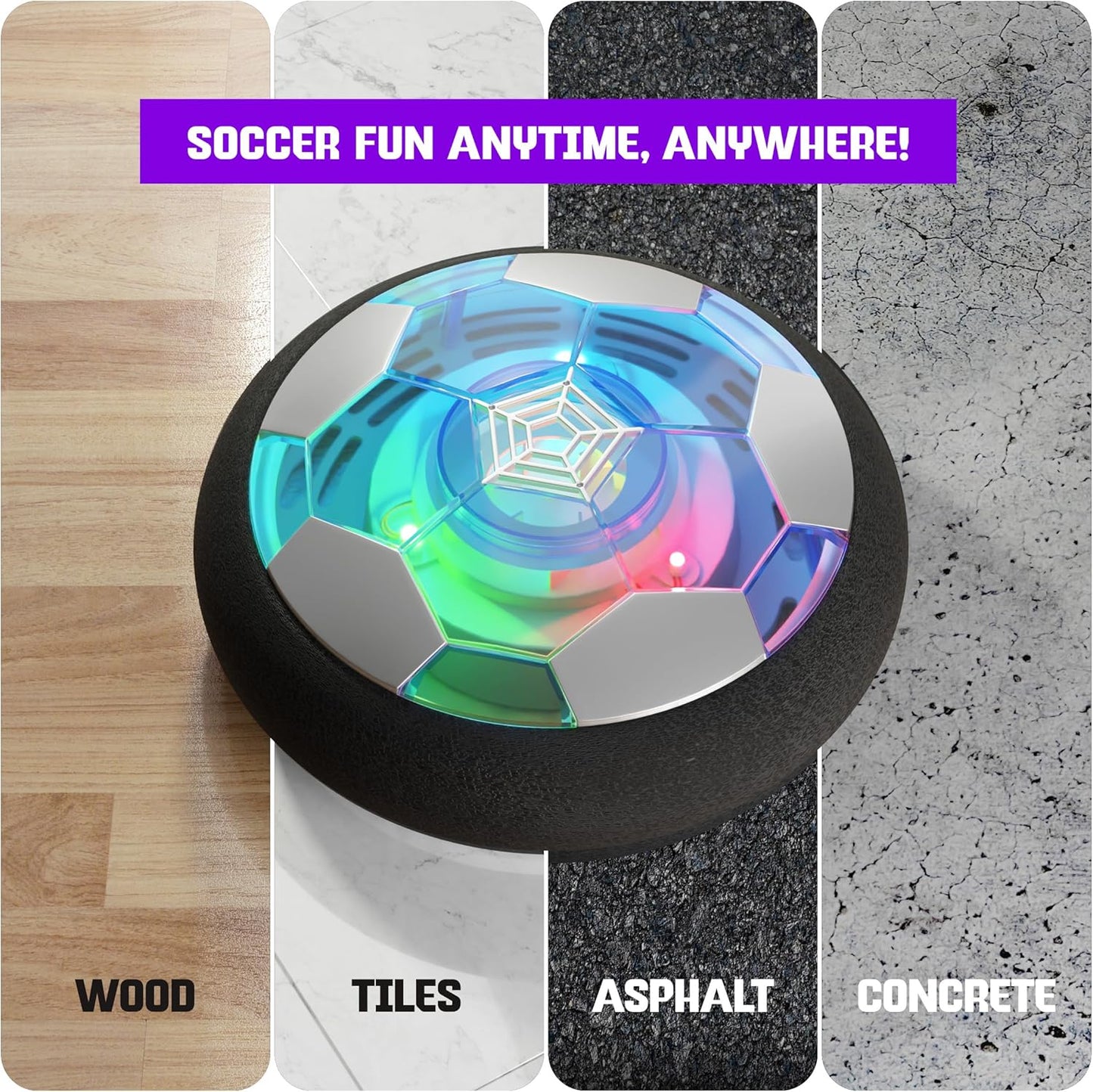 Ninja Blast Light-Up Hover Soccer Ball - Fun Indoor Toy for Kids Ages 3 to 12 | Perfect Birthday Gift