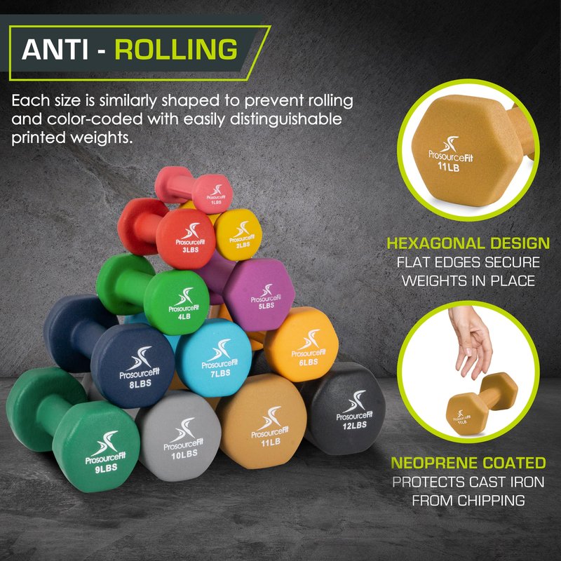 ProsourceFit Neoprene Dumbbell Coated for Non-Slip Grip, 11 lb
