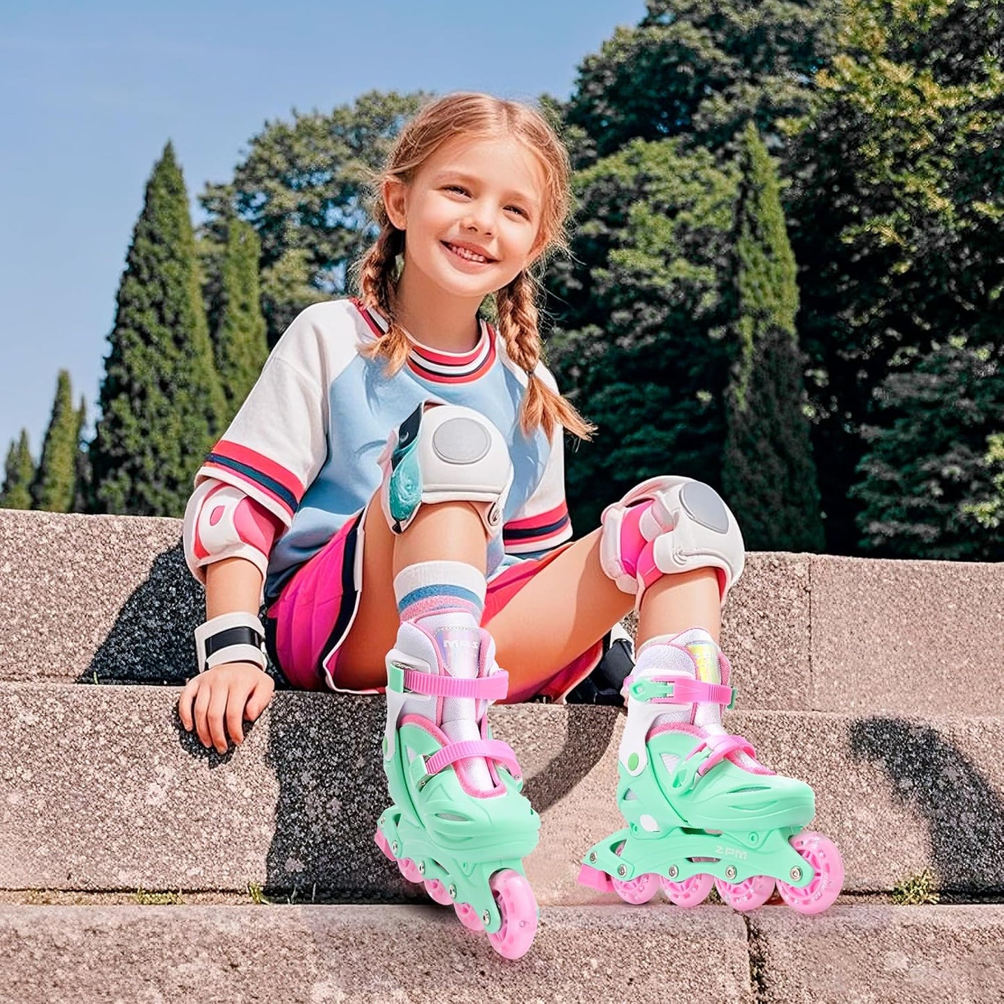 2PM SPORTS Inline Skates - Adjustable Light-Up Roller Skates for Kids Ages 4-12 | Perfect for Beginners
