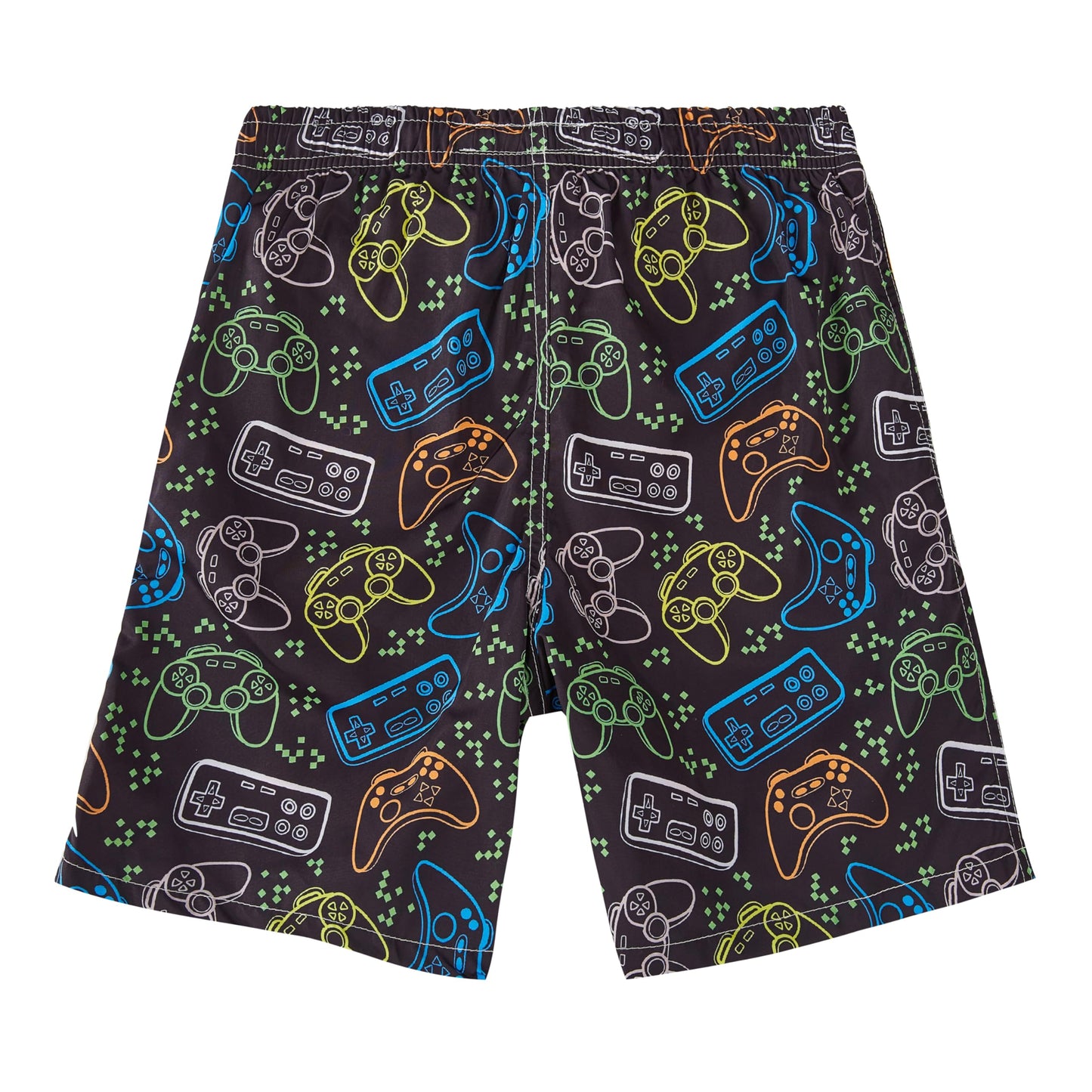 Boys Swim Trunks with Compression Liner Anti-Chafe, Boys Bathing Suit with Boxer Brief Liner, Game Controller Boy Swim Shorts Swimwear, Quick Dry UPF 50+ 4 Way Stretch Boy's Board Shorts, XL