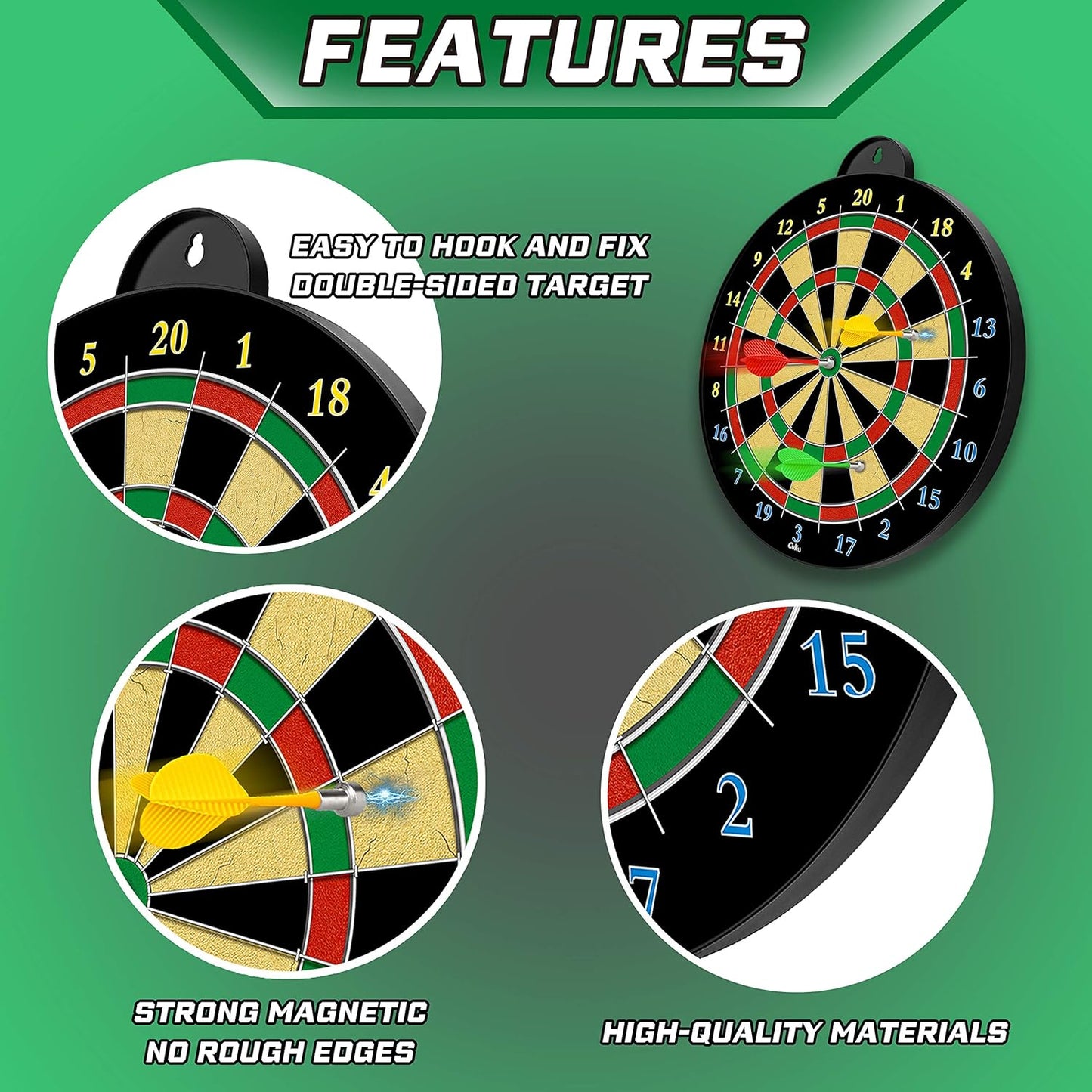Skiennix Dart Board | 12-Piece Magnetic Darts - Fun Indoor Game for Kids Ages 5-12