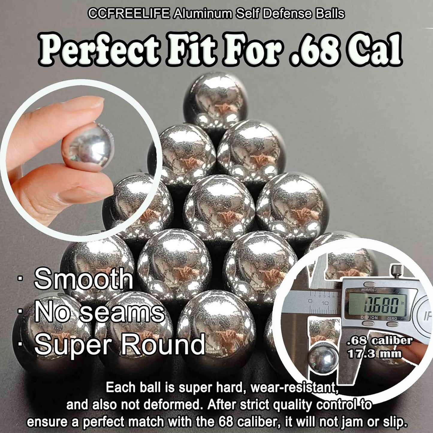 Regine Switzerland .68 Cal Self Defense Aluminum Balls - Max Power for Training & Target Practice (7.3 Grams)