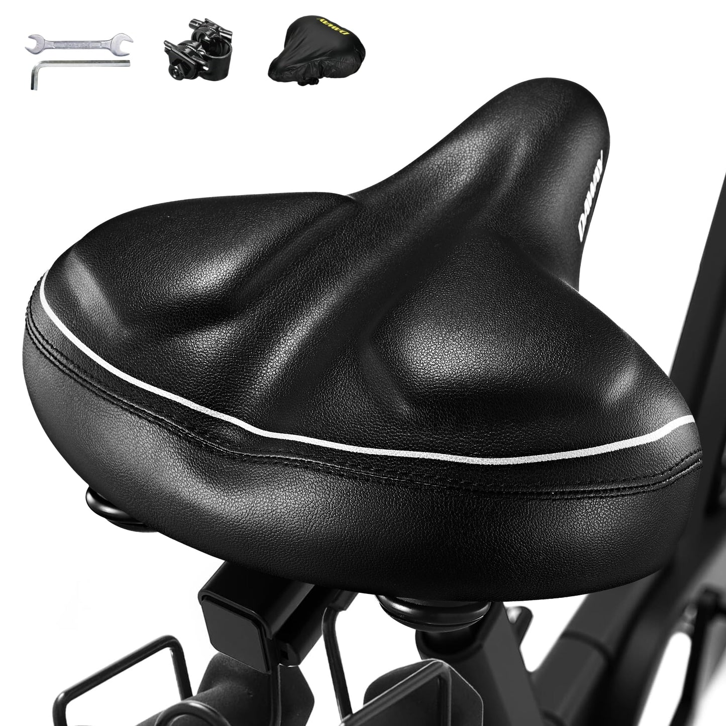 DAWAY C40i Ultra-Comfortable Oversized Bike Seat - Memory Foam Padded Bicycle Saddle for Men Women - Compatible with Peloton, Exercise, Mountain, and Road Bikes - Extra Wide Cushion, Shock Absorbing
