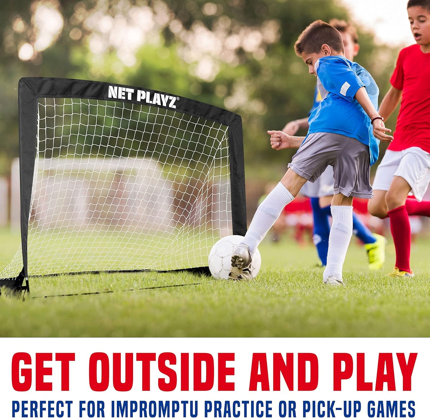 NET Playz Portable 4ft x 3ft Easy Fold-Up Soccer Goal - Ideal for Training & Practice
