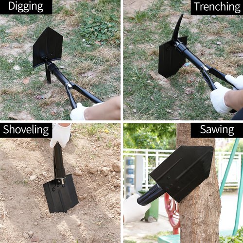 HSWGHWX 14-in-1 Tactical Multi-Tool with Locking Mechanism & Folding Shovel - Survival Gear for Camping, Snow, Hiking, Hunting, Emergency Readiness (14-1Multi-Tool)