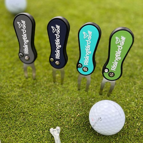 RisingBird Golf Divot Repair Tool, Pivot Tool, Ergonomic Grip & Vibrant Colors, Lightweight, Golf Accessories, Golf Gift, USA Company (2, Navy Blue)