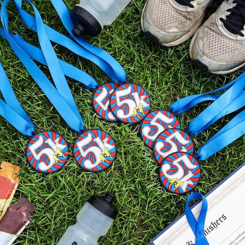 AmazingSpark 60 Pcs 2-Inch Rubber Race Award Medals - Bulk Winner Trophies for Team Competitions