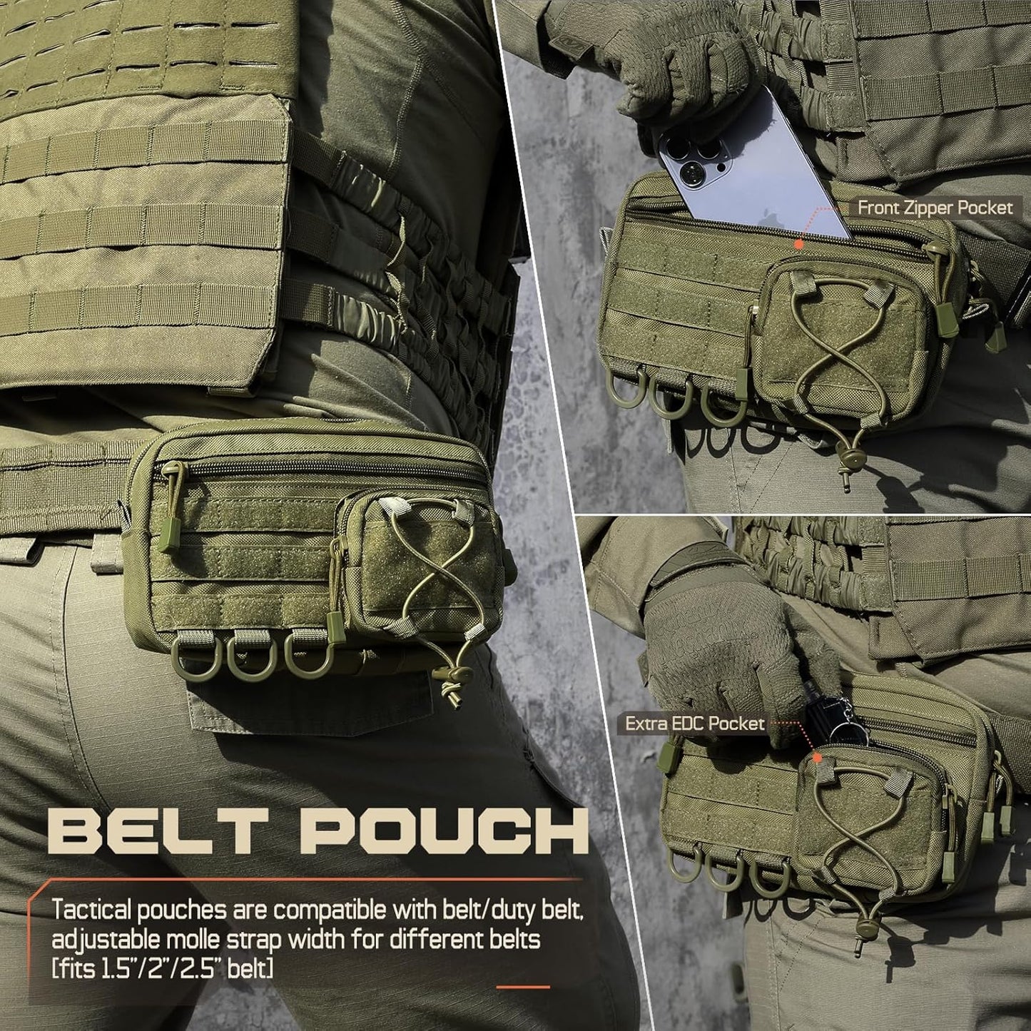 Molle Tactical Admin Pouch - EDC Tool Organizer with US Flag Patch | Versatile Waist Bag & Phone Holder