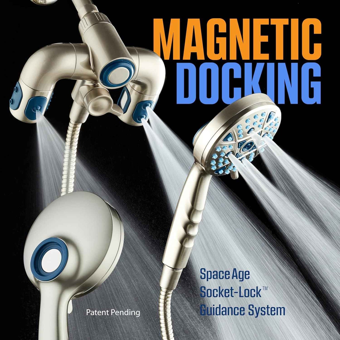 Polaris High Pressure Shower Head & Handheld Combo - 208 Settings, Magnetic Dock, Chrome Finish