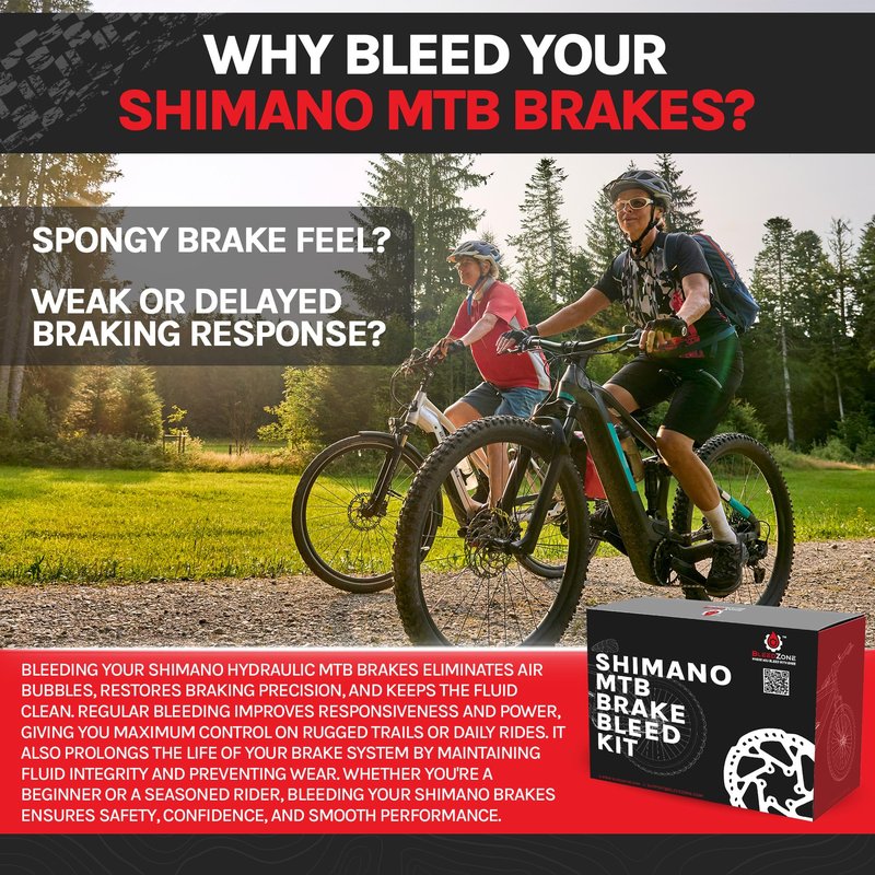 BleedZone Shimano Brake Bleed Kit with 60ml Mineral Oil - Hydraulic Brake Kit for Shimano Disc Brakes, Bike Brake Bleeder Kit, MTB Brake Bleed Kit, and Mineral Oil Brake Maintenance