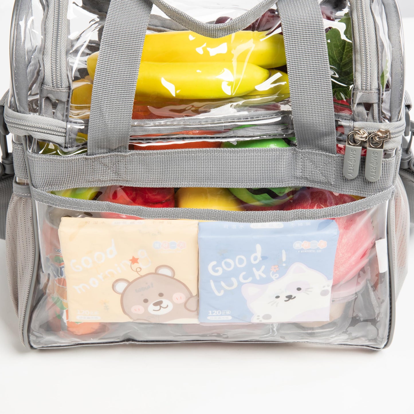 J.CARP Clear Lunch Tote Heavy Duty Stadium Bag Approved Durable Crossbody for Sports Events Concerts Work College (Small 10 x 9.5 x 6in, Grey)