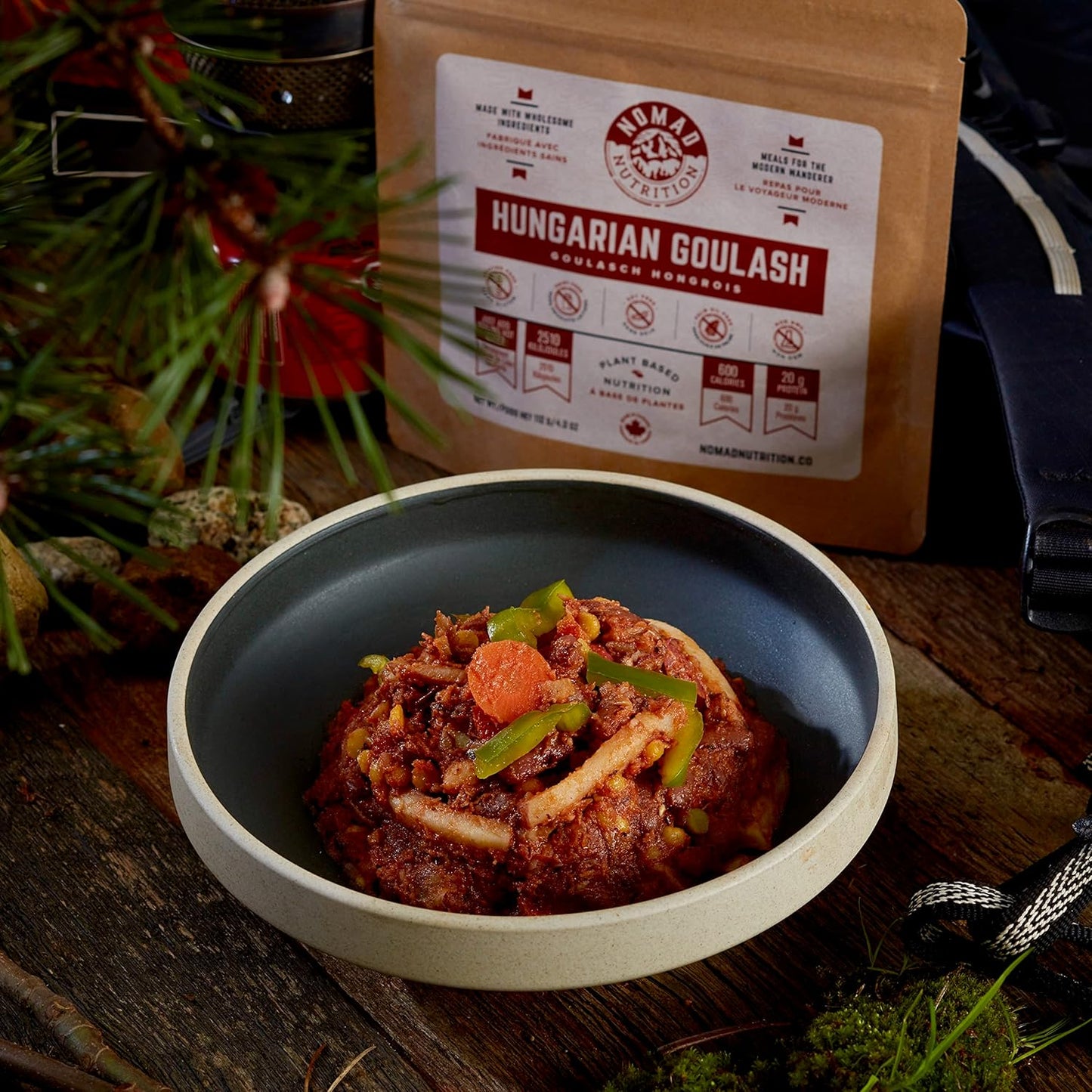 Nomad Nutrition Hungarian Goulash - Instant Freeze-Dried Camping Food | Plant-Based, Vegan, Gluten-Free | 112g Pack