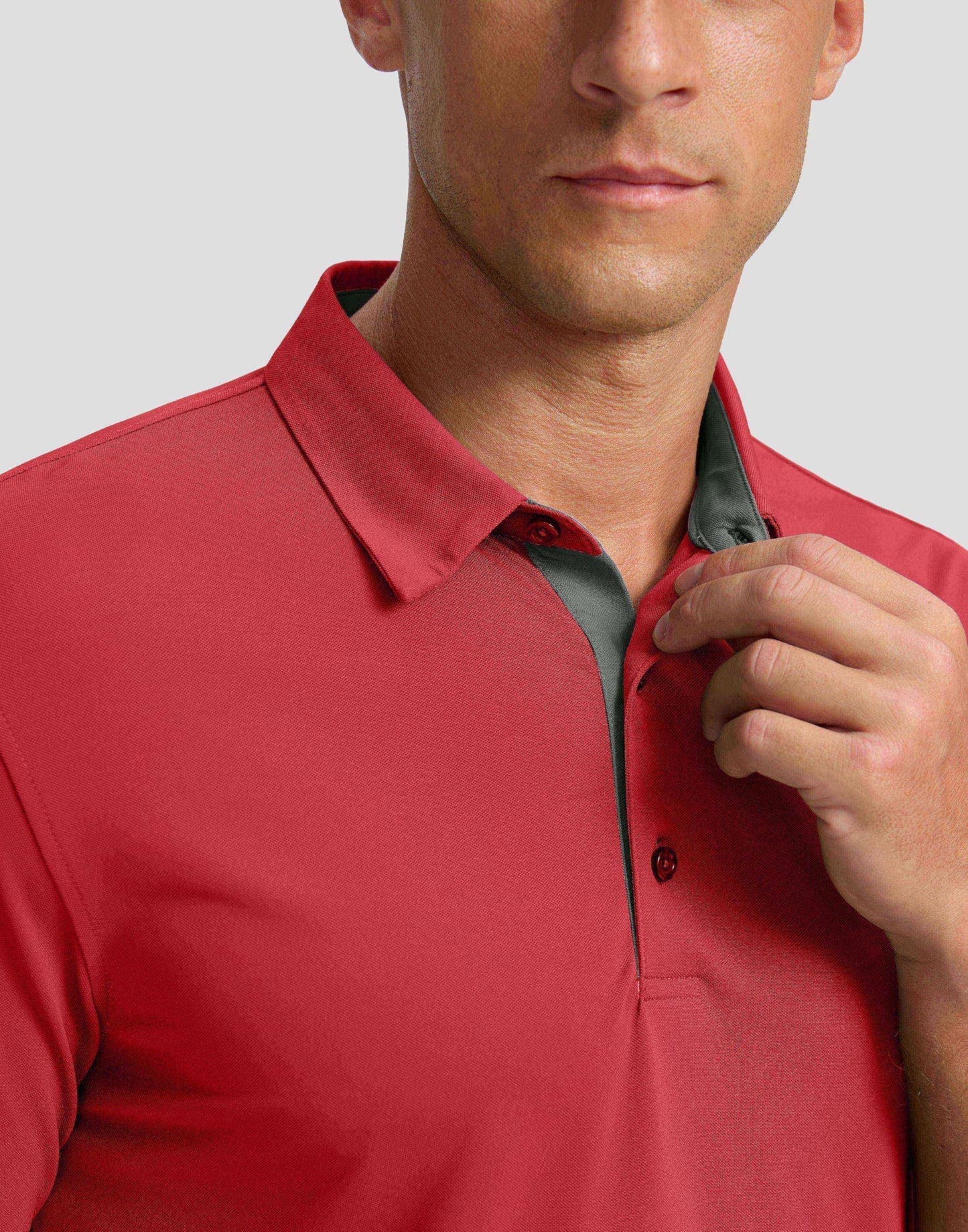 Men's Golf Shirts Dry Fit Moisture Wicking Performance Short Sleeve Collared Polo Shirts for Casual Tennis Bussiness (Dark Red, XXXL)