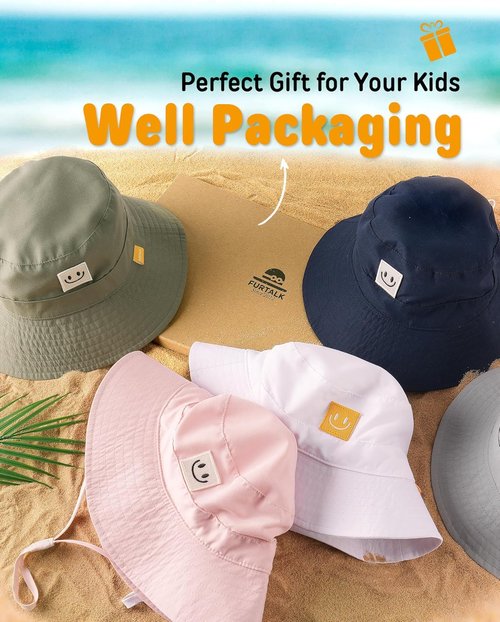 FURTALK Baby Sun Hat - Smile Face Toddler Bucket Hat with UPF 50+ Sun Protection | 0-5 Years