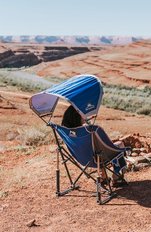GCI Outdoor Pod Rocker - Comfortable Outdoor Rocking Chair with SunShade Canopy | Portable Design