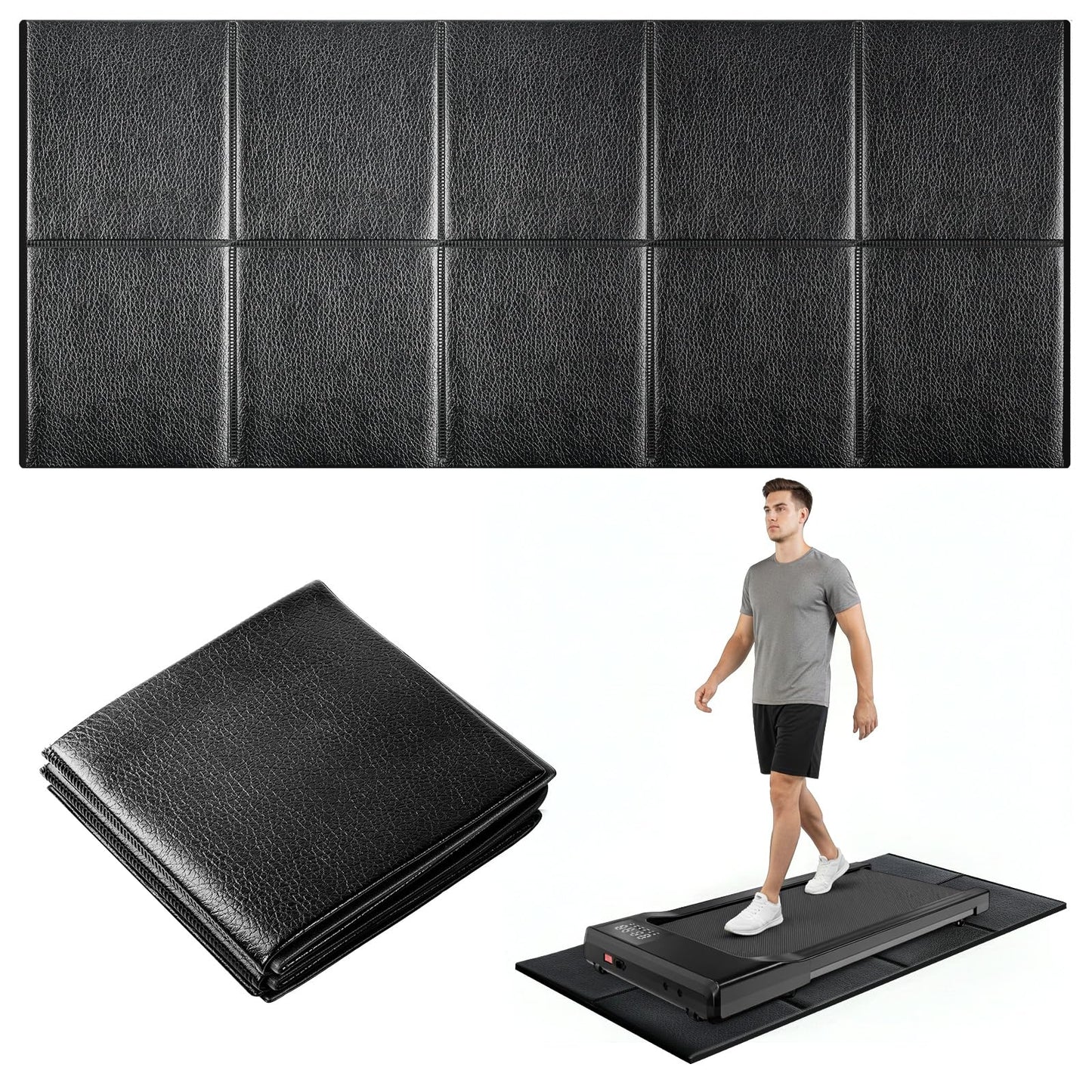 Tailor-Made Walking Pad Mat for Carpet Hardwood Floors, 6MM Thick Foldable Treadmill Mat Carpet,Waterproof,Ordorless,No Slip,Noise Reduce,Shocking Absorbing Rubber Foam Matt Equipment Floor Protector (67"L x 25"W x 0.24"Th)