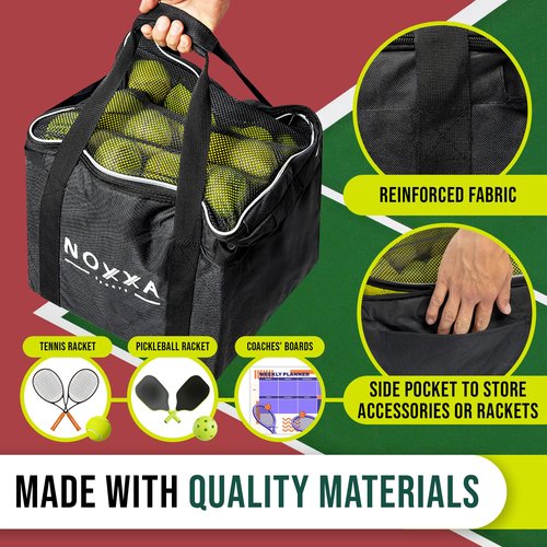 NOXXA Tennis and Pickleball Ball Hopper with Pickup Tube – Pickleball Tennis Ball Basket with Wheels, 150 Tennis Ball or 120 Pickleball Ball Holder Capacity, Indoor and Outdoor