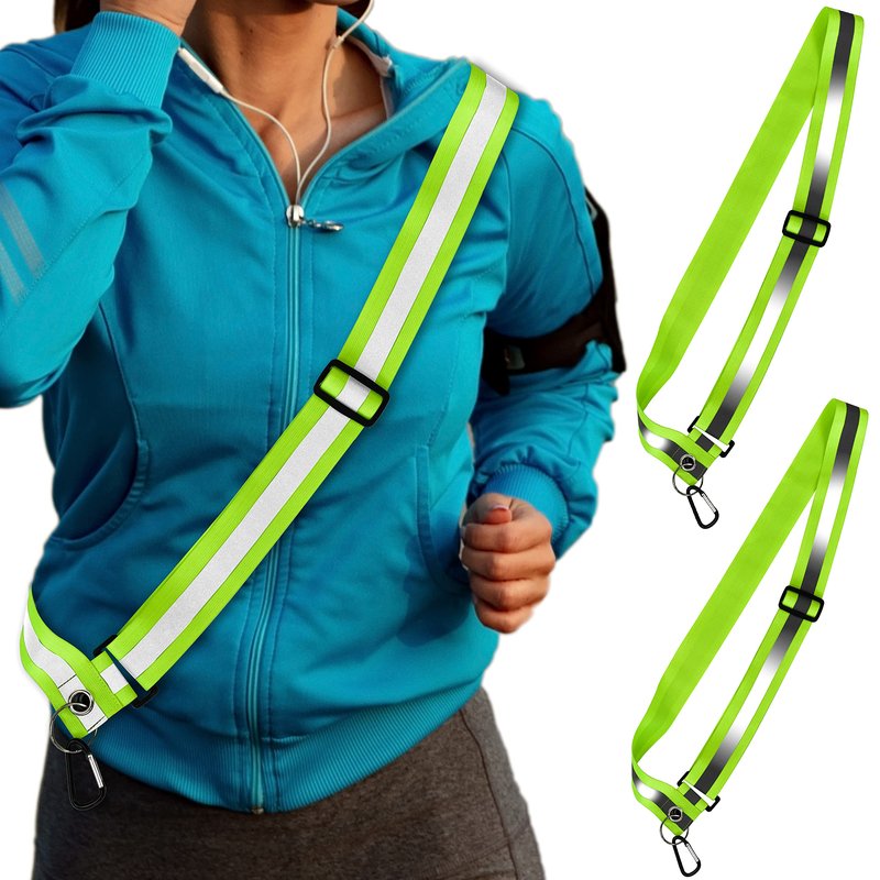 HiVisible Reflective Sash for Walking at Night Adjustable Safety Sash for Men Women Kids Reflective Belt Sash for Running Walking Biking (2 Sashes)