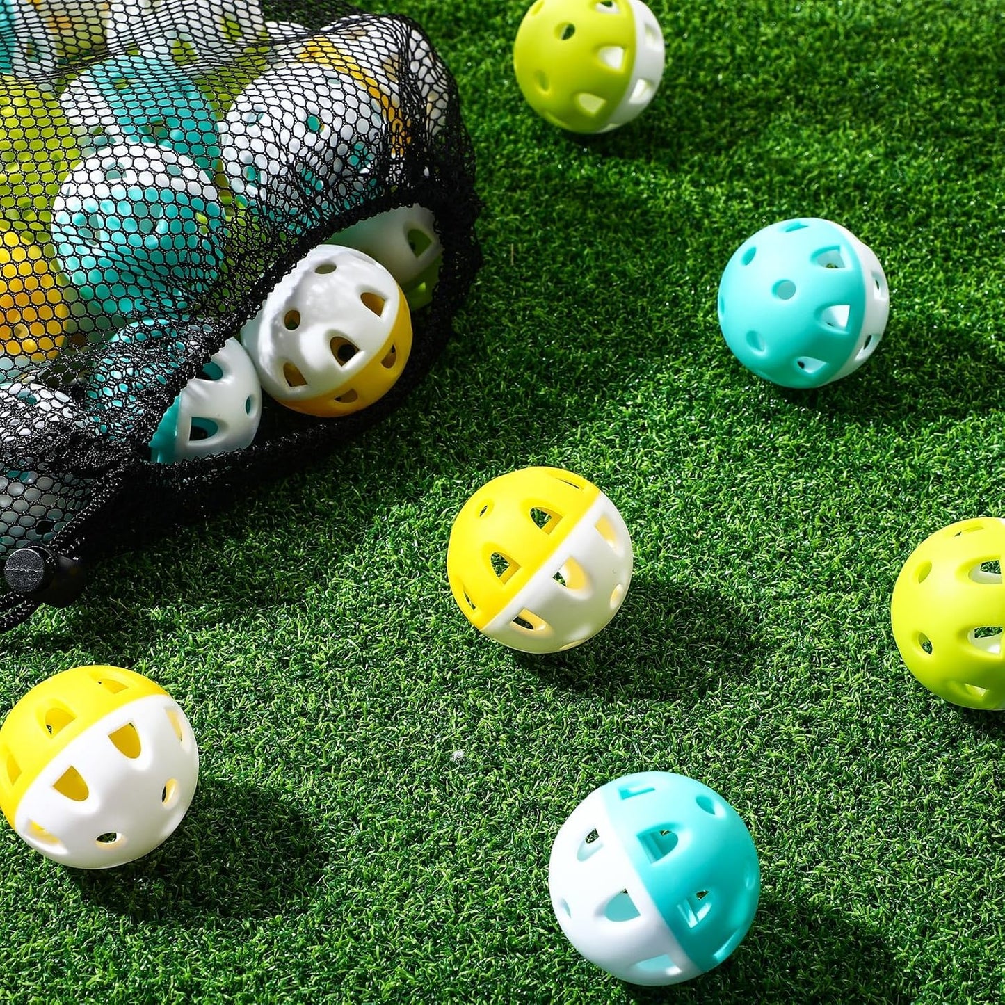 VioraWhite Mini Plastic Baseballs - 48/24 Pcs 1.65 Inch Lightweight Practice Balls with Drawstring Bag for Indoor/Outdoor Training