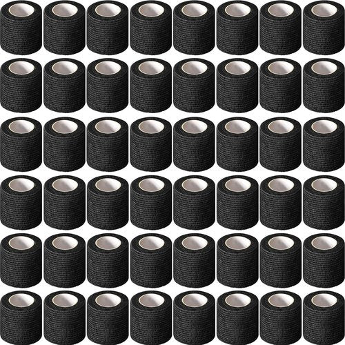 Treela 96 Pack Self Adhesive Bandage Wrap 2 Inch x 5 Yard Self Adherent Cohesive Bandages Elastic Athletic Sports Tape Breathable Wound Tape for Stretch Athletic Wrist Ankle(Black)