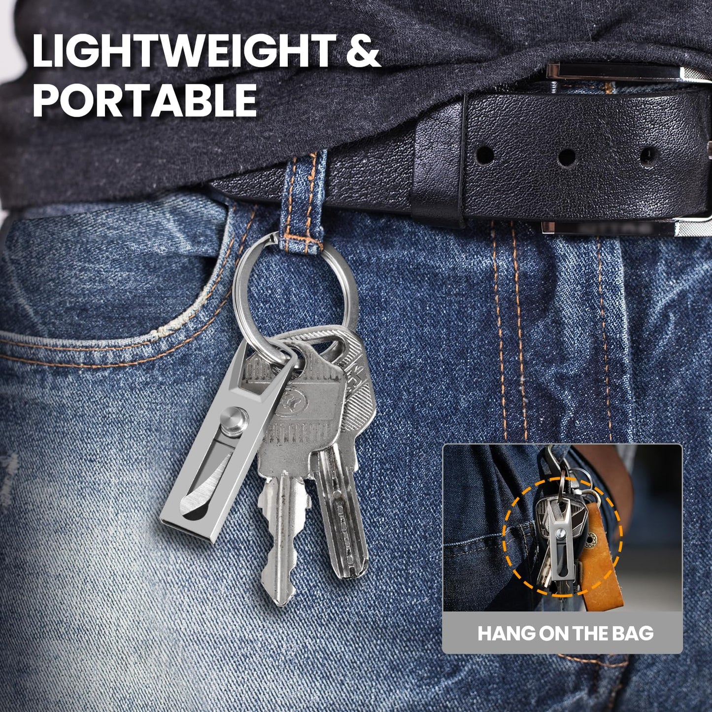 KAMBOLLY Small Keychain Knife, 2pcs Mini Keychain Box Cutter, Tiny Pocket Knives with Stainless Steel Blade, EDC Package Opener Safety Lock, Little Cutting Tool for Open Box, Cool Gadgets for Women Men