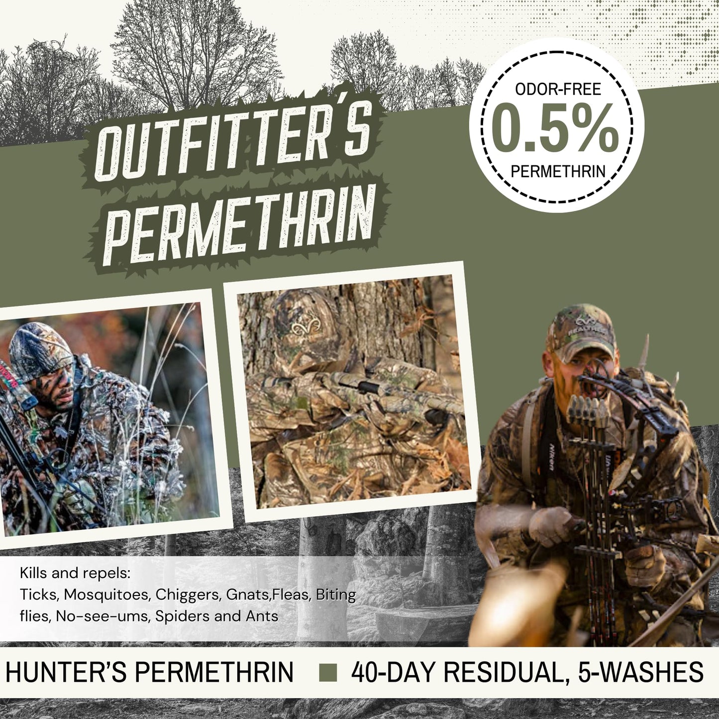 Zone Protects Realtree Invisible Hunter Permethrin Insecticide - 10oz Continuous Spray, Protects Gear & Tents, 0.5% Permethrin, Kills on Contact