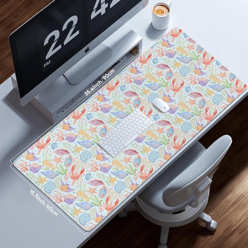 Icolor XXL Extended Gaming Mouse Pad - Non-Slip Base with Stitched Edges | 35.4 x 15.7 in Desk Mat for Home Office & Gamers