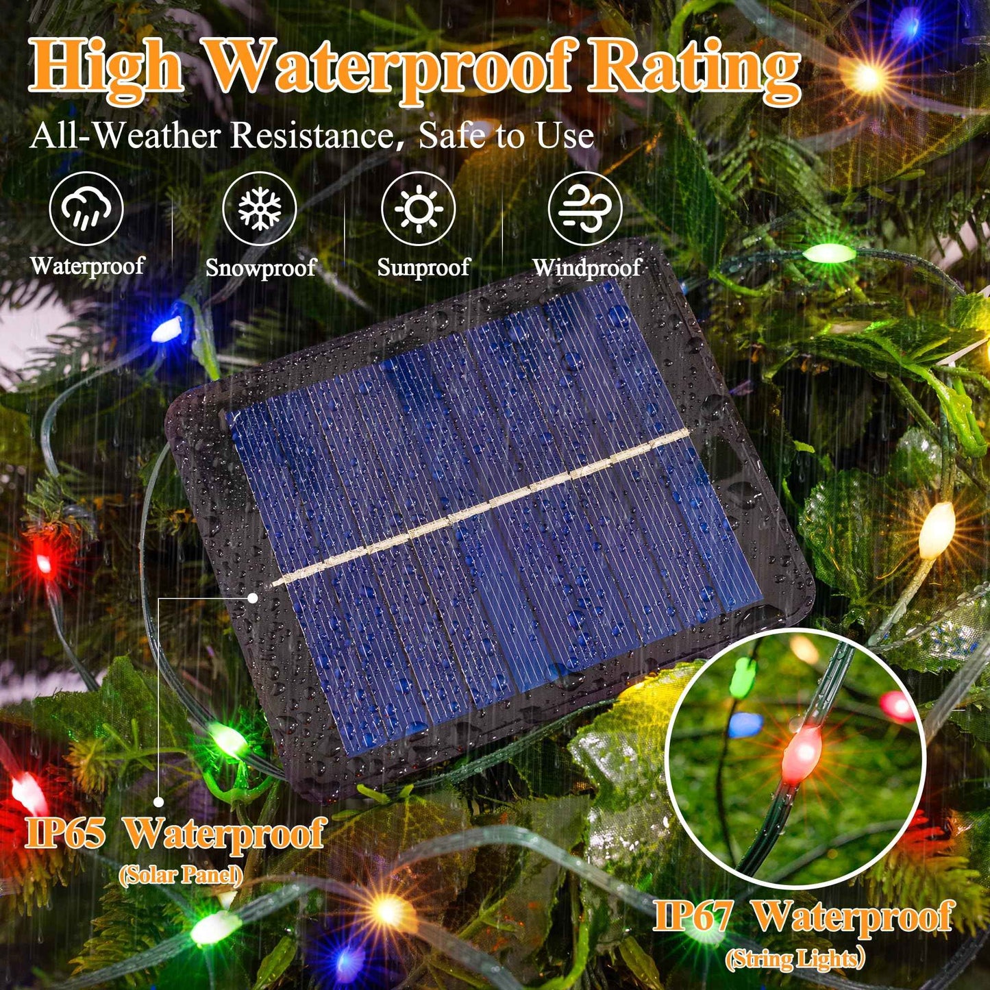 2 Pack Solar String Lights Total 480LED 158FT, IP67 Waterproof Solar Lights for Outside with 8 Modes, Upgraded Solar Panel Fairy Lights for Garden Party Wedding Decorations (Cool White)