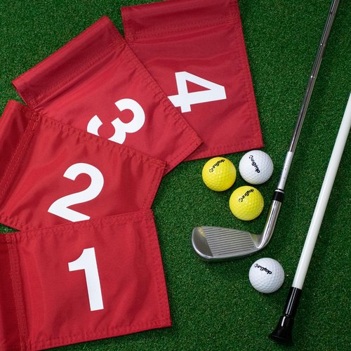 KINGTOP Numbered Golf Flag 8x6 Inch – Upgraded Double Layer 420D Nylon, Double Sided Printing, Tube Inserted – Mini Practice Putting Green Flags for Yard, Red #1-3