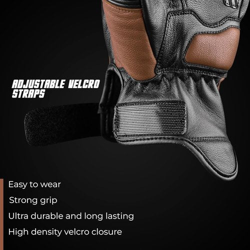 J.A.G. Motorcycle Gloves - Premium Leather Touchscreen Gloves with Knuckle Protection for Men