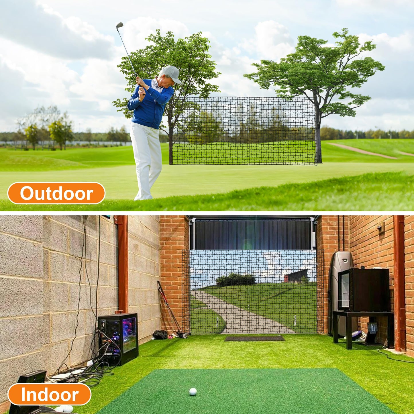 Visupor Golf Net,Golf Practice Net with Rope and Carabiners,Durable Nylon Golf Hitting Net,Weatherproof Golf Netting,Practice Barrier Nets for Golf, Baseball, Hockey, Soccer(10ft,15ft,20ft,25ft,30ft)