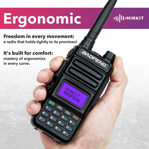 Mirkit 2хTP8PRO Baofeng Two Way Radio Long Range 8W - Walkie Talkies with USB Type-C Charging Accessories: Battery 1800mAh, FTDI Baofeng Programming Cable, Lanyard VHF 144-148/UHF 420-450