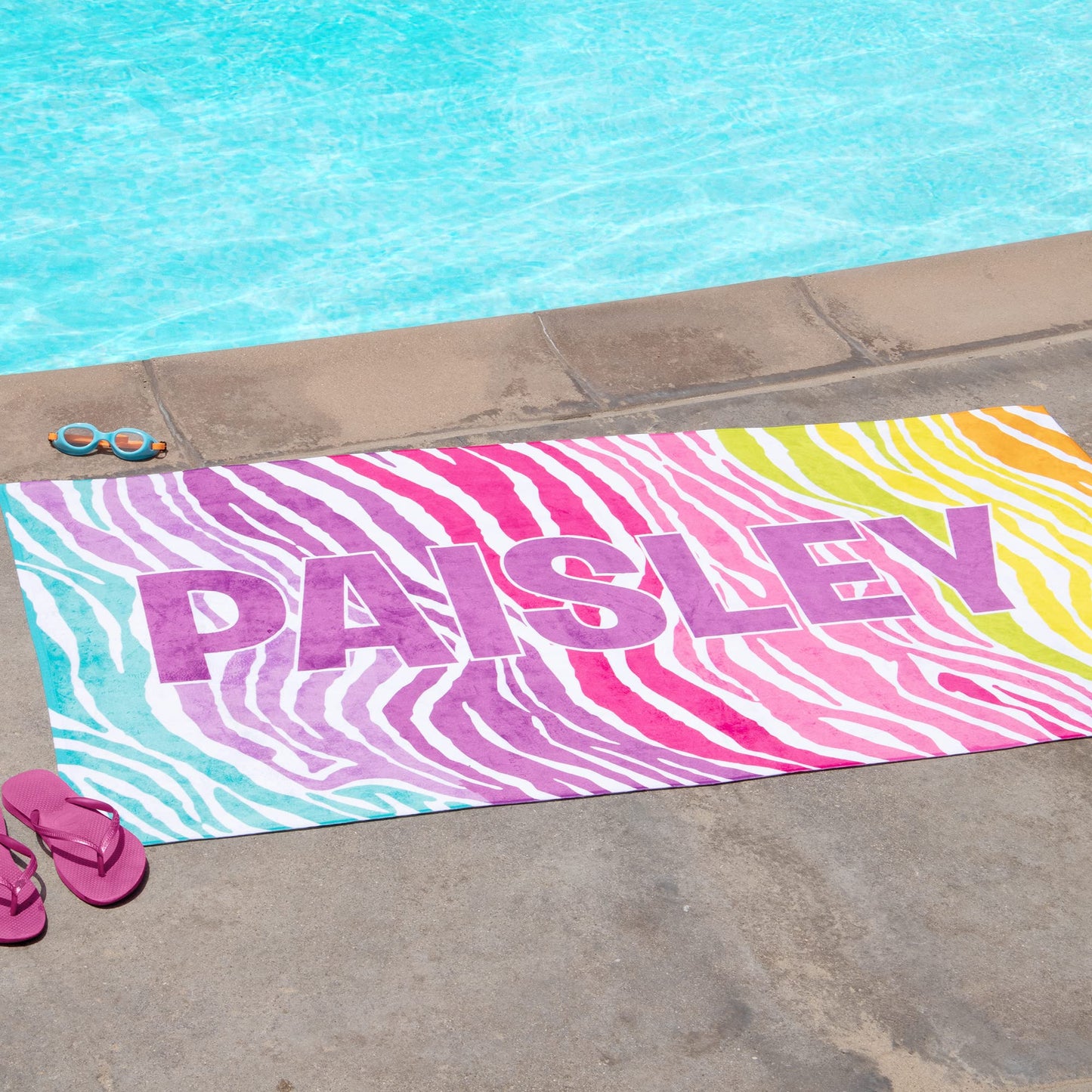 Let's Make Memories Personalized Beach Towel - Vacation Gear - for Beach, Pool, Camp, Vacation - Customize with Name - Standard Size - Flowers