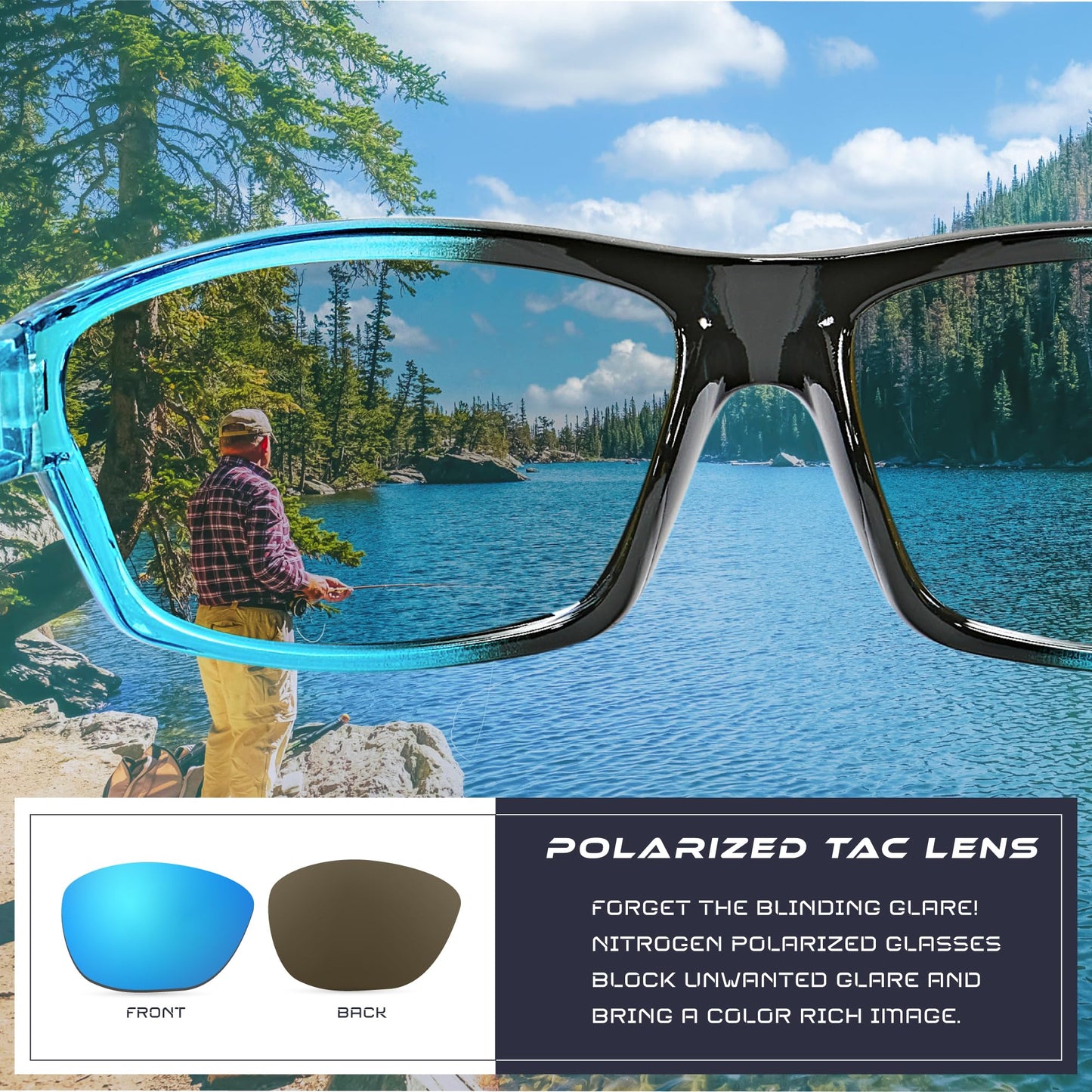 Nitrogen Polarized Wrap Around Sport Sunglasses for Men Women UV400 Driving Fishing Running Sun Glasses
