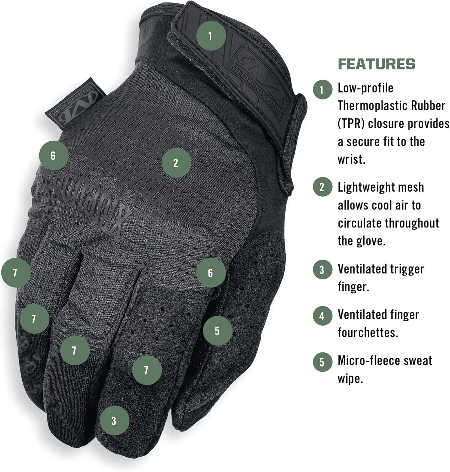 Mechanix Wear Tactical Gloves - Ventilated High-Dexterity Field Work Gloves - Touchscreen Compatible | XX-Large Covert Black